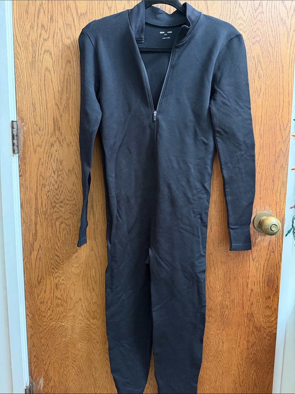 ASOS Black Long-Sleeve Zip-Front Jumpsuit